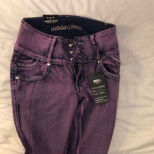 High Rise Purple Jeans